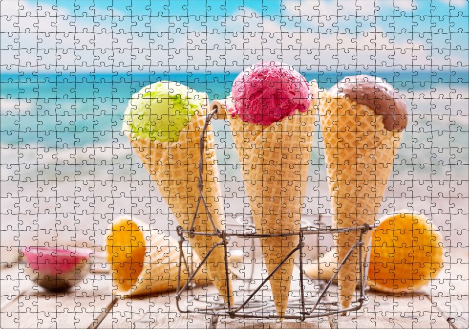 Masada Kornet Dondurmalar Flu Sahil Arka Plan Puzzle Yapboz MDF Ahşap 500 Parça 49 cm X 68 cm