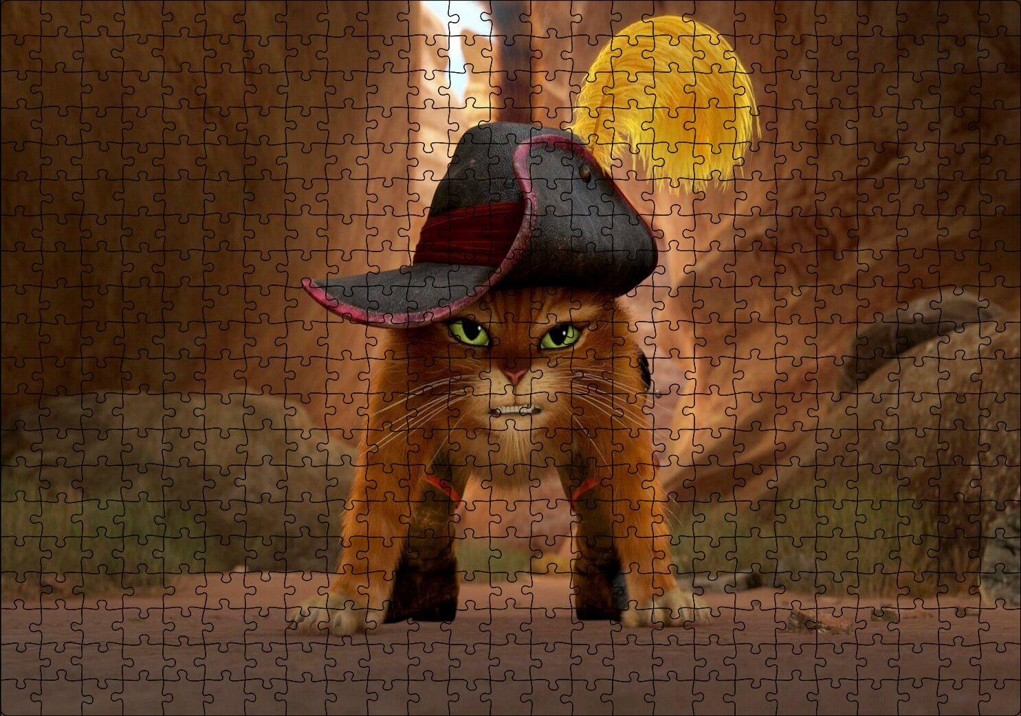 Çizmeli Kedi Çizgi film Görseli Puzzle Yapboz MDF Ahşap 500 Parça 49 cm X 68 cm