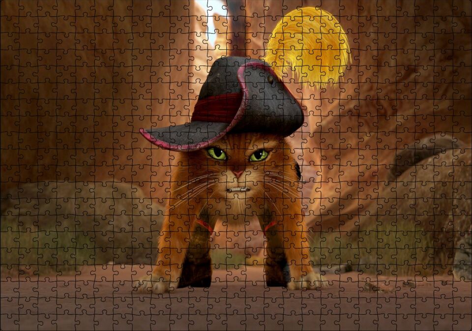Çizmeli Kedi Çizgi film Görseli Puzzle Yapboz MDF Ahşap 500 Parça 49 cm X 68 cm