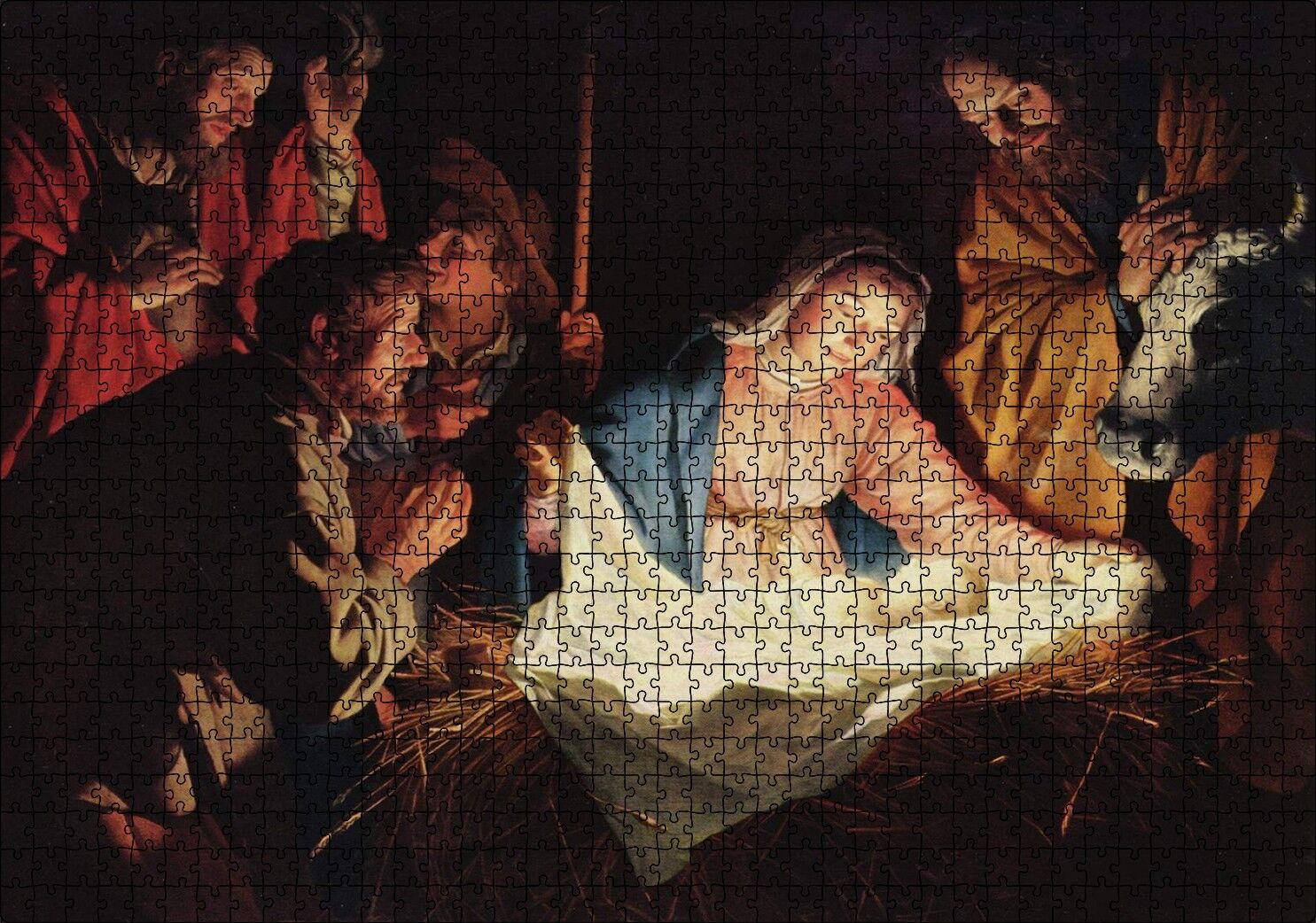 İsa'nın Doğumu ve Meryem Puzzle Yapboz MDF Ahşap 1000 Parça 49 cm X 68 cm
