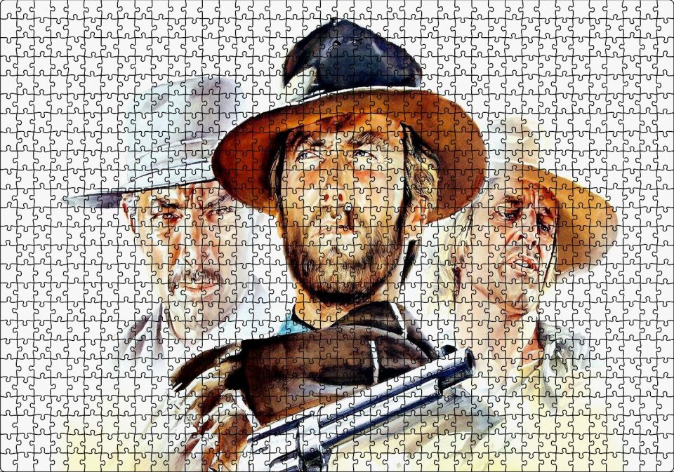 Sinema Afişi 1965 Adam Film Clint Eastwood Puzzle Yapboz MDF Ahşap 1000 Parça 49 cm X 68 cm