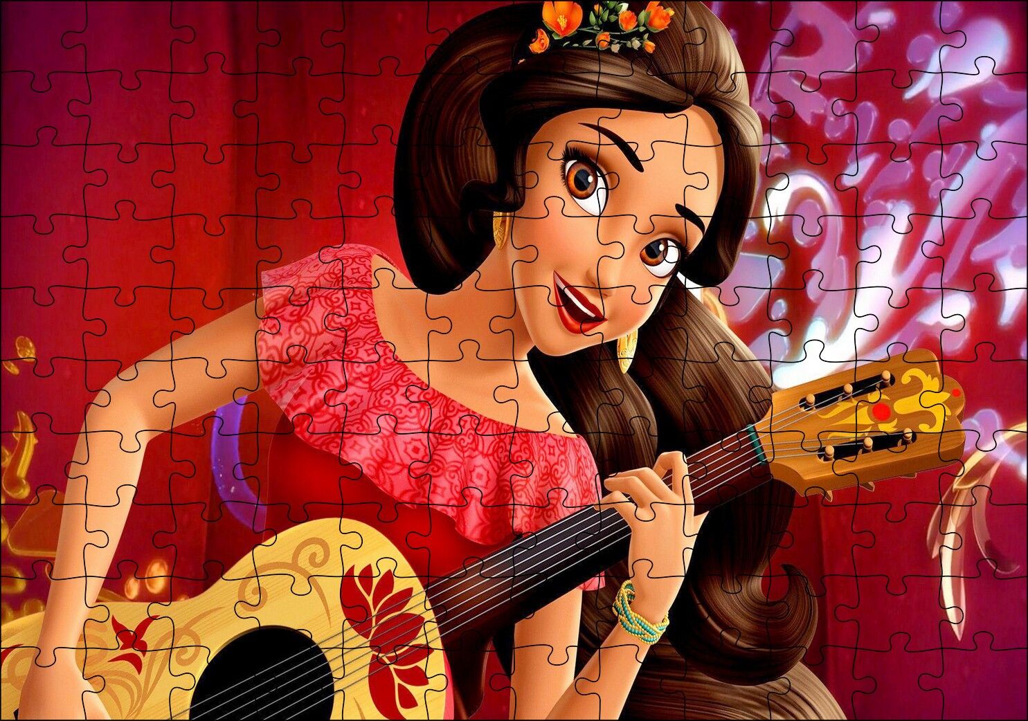 Prenses Elena Gitar Çalıyor Puzzle Yapboz MDF Ahşap