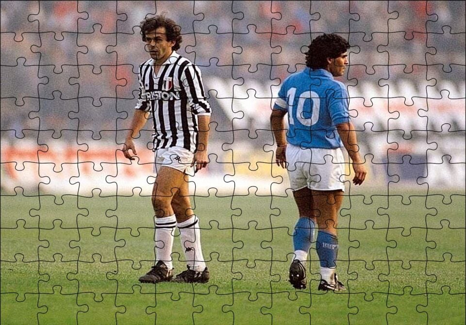Diego Maradona Michel Platini Puzzle Yapboz MDF Ahşap 120 Parça 24 cm X 34 cm