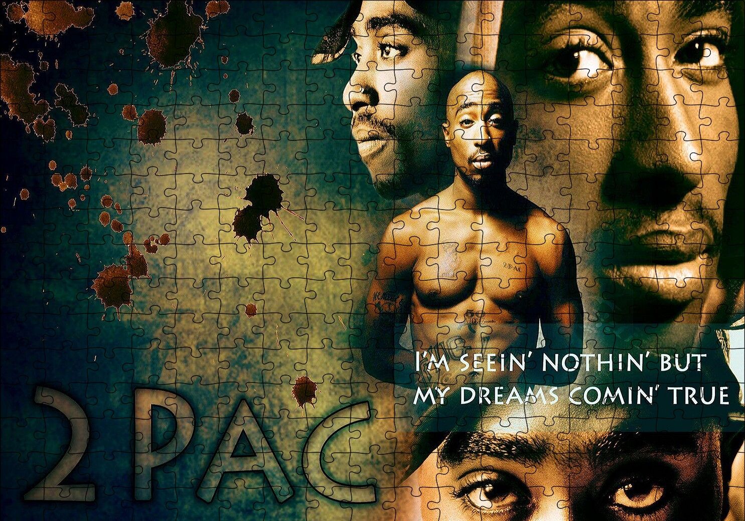 Tupac Shakur Rüyaların Gerçeğe Dönüşü Puzzle Yapboz MDF Ahşap 255 Parça 34 cm X 49 cm