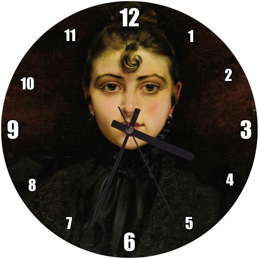 François Martin Kavel Fransa 1861 1931  Catherine La Rose  Portre Mdf Ahşap Duvar Saati