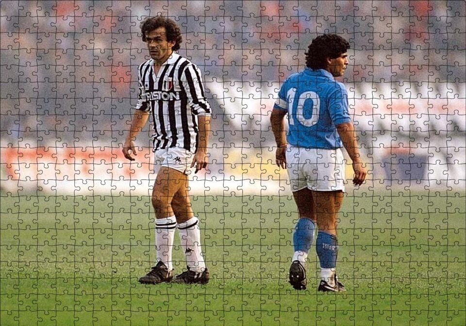 Diego Maradona Michel Platini Puzzle Yapboz MDF Ahşap 500 Parça 49 cm X 68 cm
