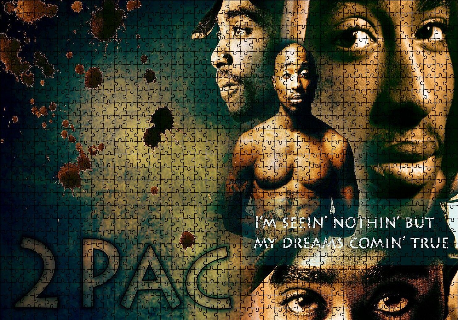 Tupac Shakur Rüyaların Gerçeğe Dönüşü Puzzle Yapboz MDF Ahşap 1000 Parça 49 cm X 68 cm