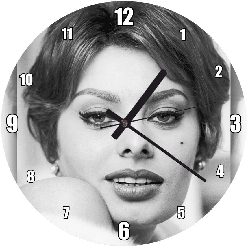 Sophia Loren Çekici Mdf Ahşap Duvar Saati 50 cm Çap