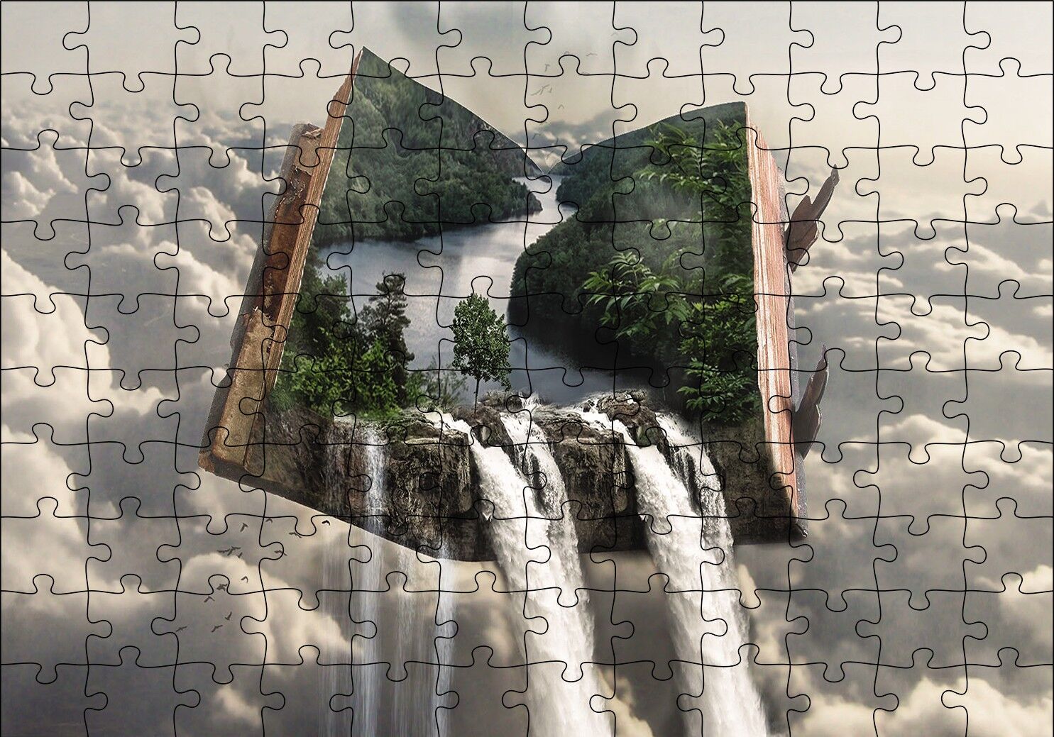 Fantastik Kitap İçinde Doğa Puzzle Yapboz MDF Ahşap 120 Parça 24 cm X 34 cm