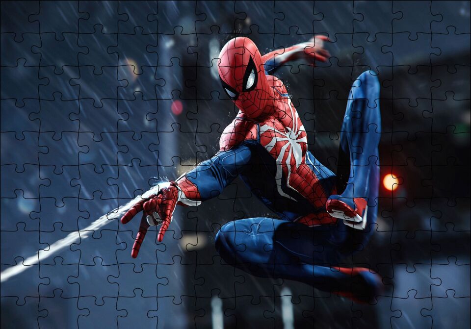 Spider-Man Ağ Fırlatıyor Puzzle Yapboz MDF Ahşap 120 Parça 24 cm X 34 cm
