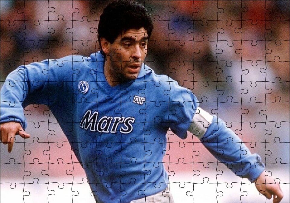 Diego Maradona Napoli 1984 Puzzle Yapboz MDF Ahşap 120 Parça 24 cm X 34 cm