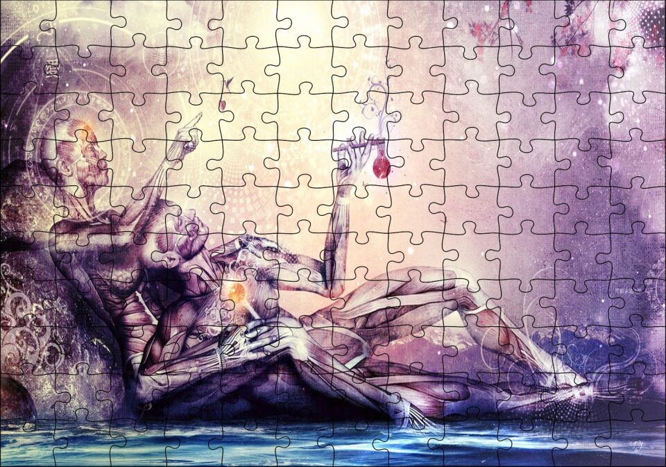 Enerji Bilinci İnsan Türlerinin Yaratılması ve Özgür İrade Görseli Puzzle Yapboz MDF Ahşap 120 Parça 24 cm X 34 cm