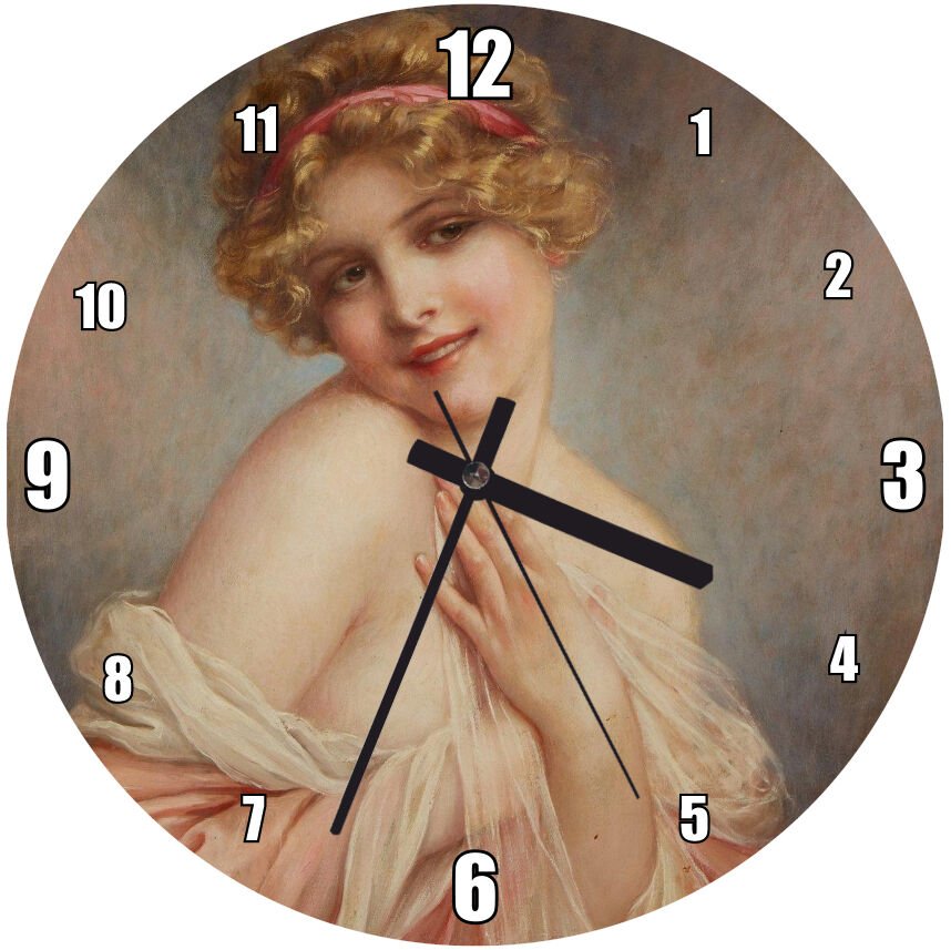 François Martin Kavel Fransa 1861 1931  Catherine La Rose Resim  Mdf Ahşap Duvar Saati