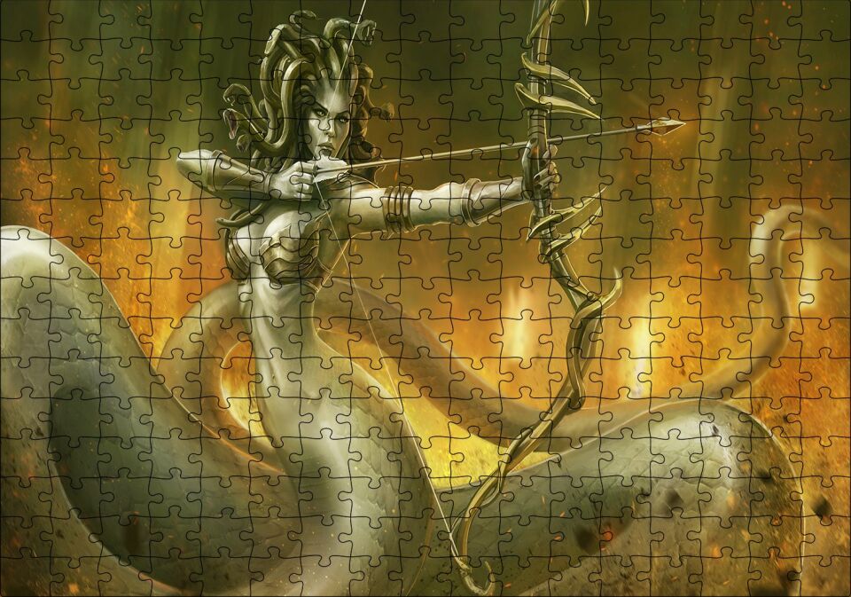 Medusa ve Oku Puzzle Yapboz MDF Ahşap 255 Parça 34 cm X 49 cm