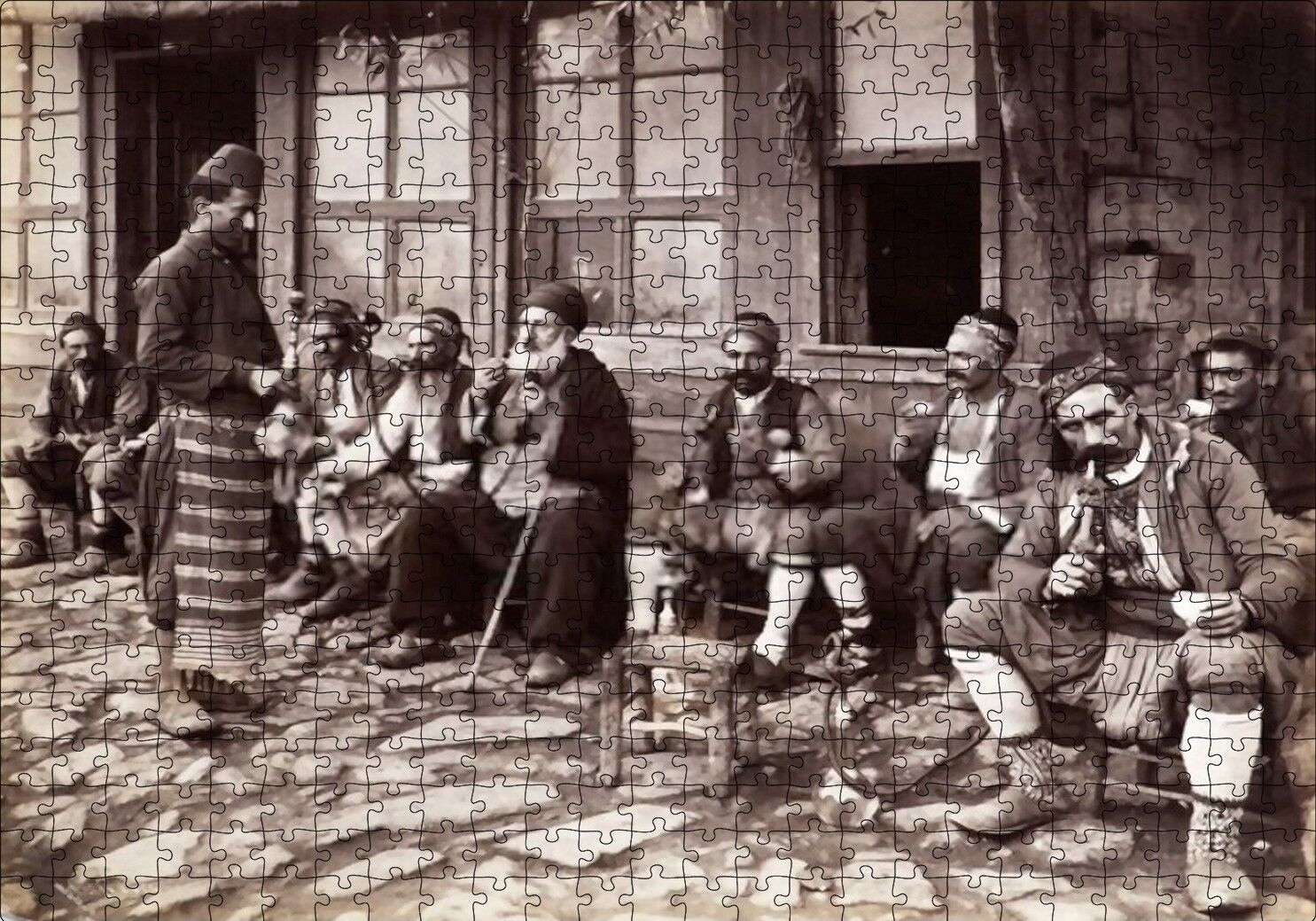 1900 İstanbulda Nargile İçen İnsanlar Puzzle Yapboz MDF Ahşap 500 Parça 49 cm X 68 cm