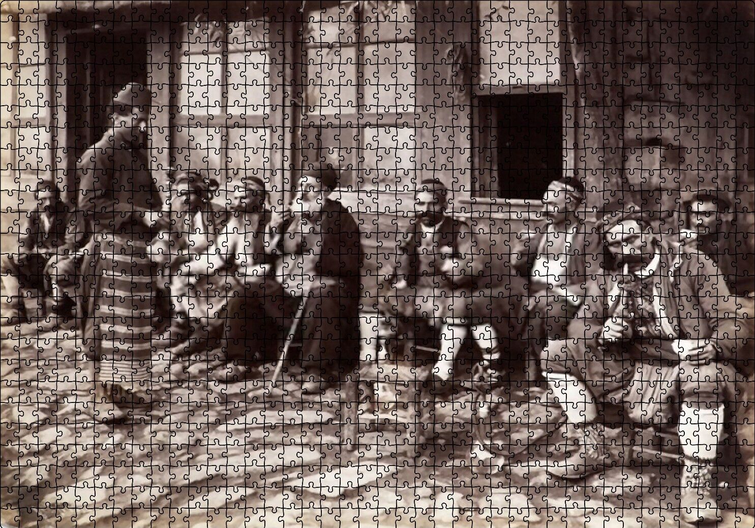 1900 İstanbulda Nargile İçen İnsanlar Puzzle Yapboz MDF Ahşap 1000 Parça 49 cm X 68 cm