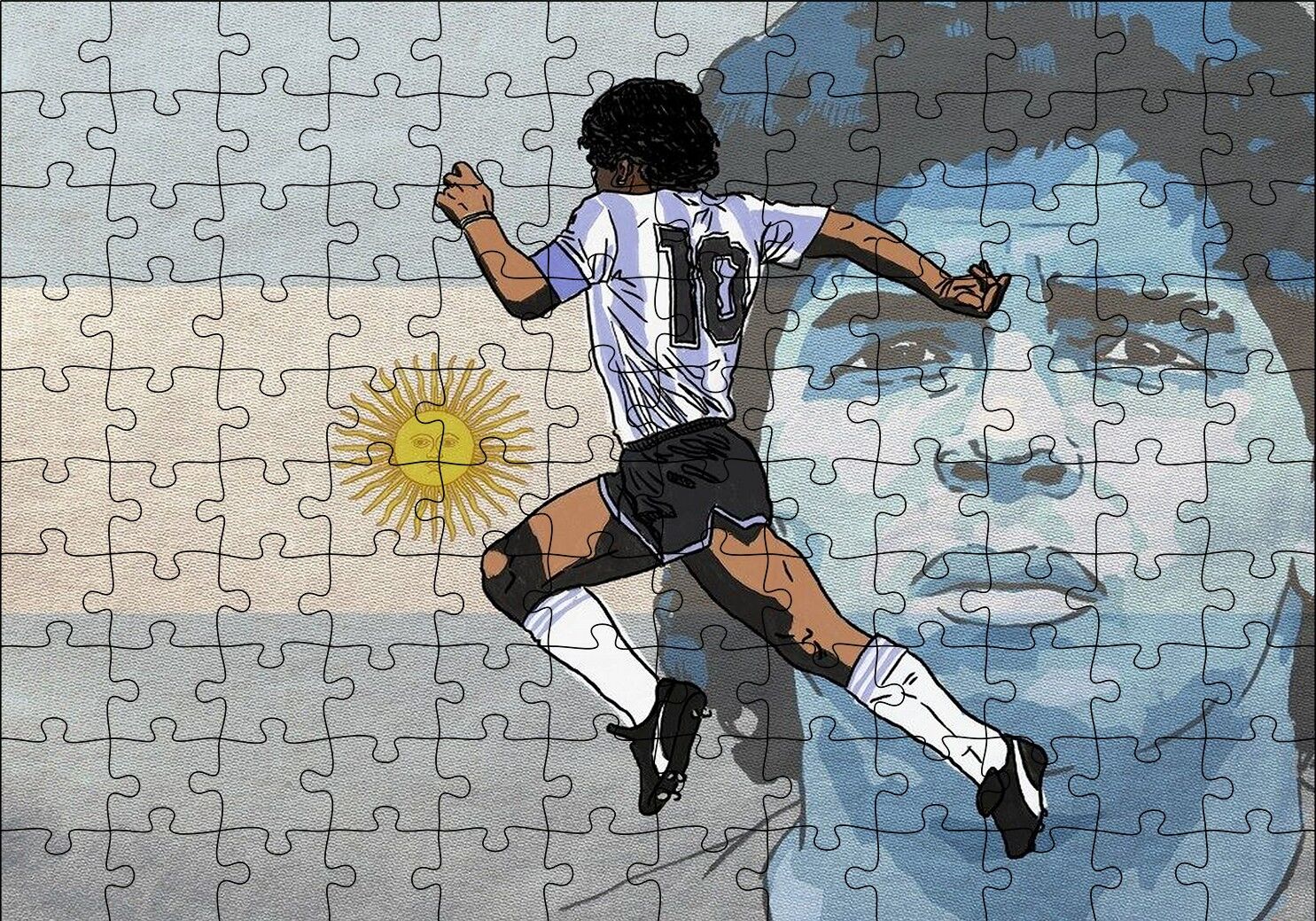 Maradona Arjantin Milli Takımı Puzzle Yapboz MDF Ahşap 120 Parça 24 cm X 34 cm