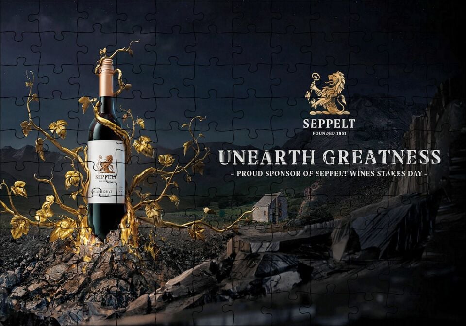 Seppelt Şarap ve Altın Dallarla Yapraklar Puzzle Yapboz MDF Ahşap