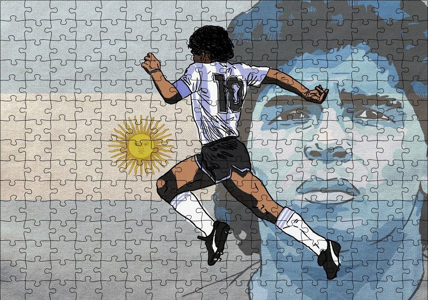 Maradona Arjantin Milli Takımı Puzzle Yapboz MDF Ahşap 255 Parça 34 cm X 49 cm