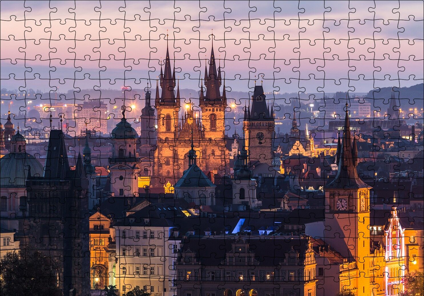Katedral ve Akşam Işıkları Puzzle Yapboz MDF Ahşap 255 Parça 34 cm X 49 cm