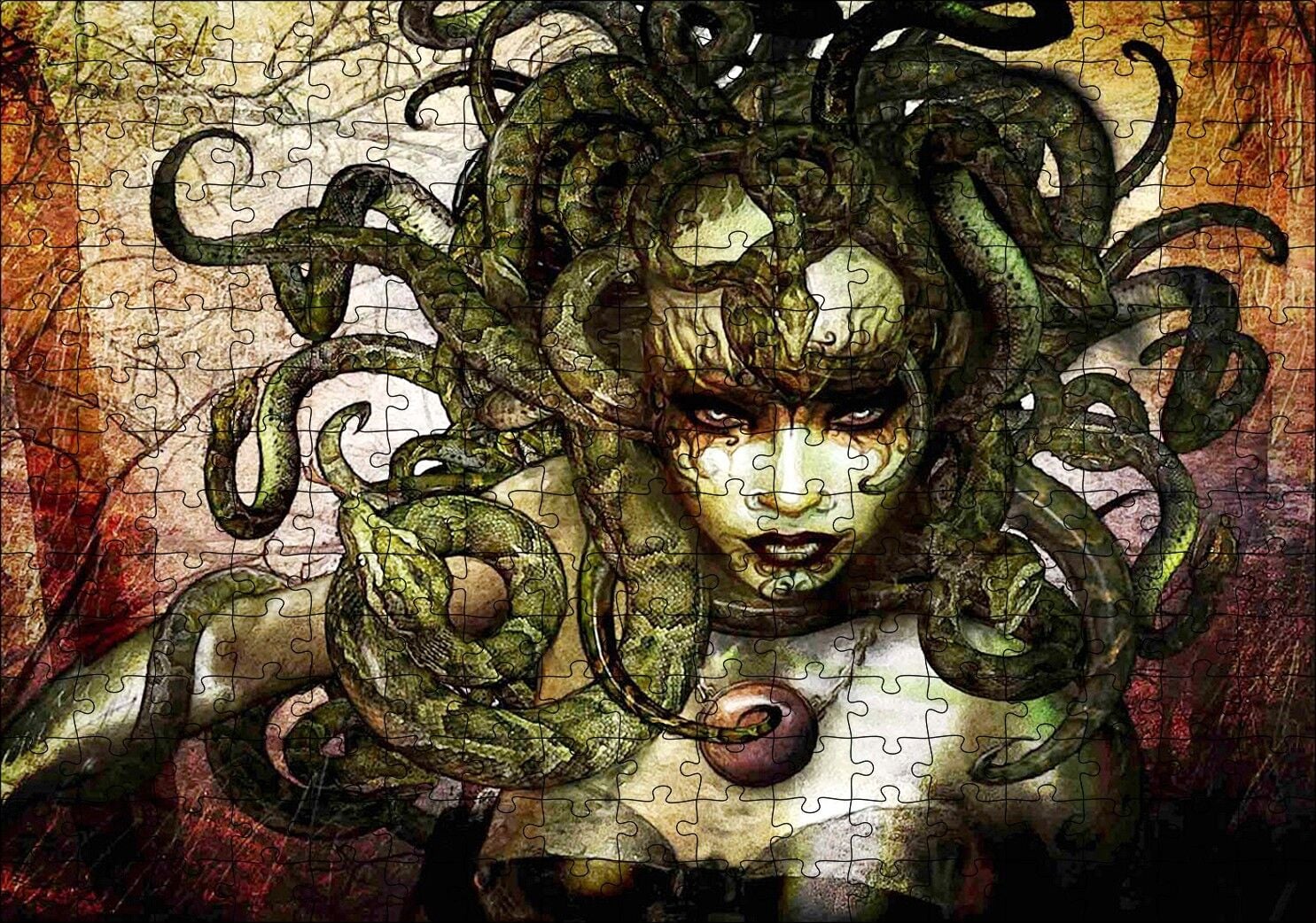 Medusa Yılan Saçlı Kadın Puzzle Yapboz MDF Ahşap 255 Parça 34 cm X 49 cm
