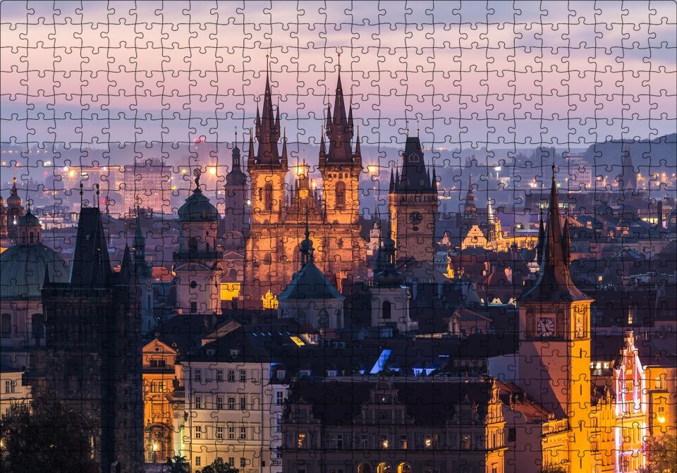 Katedral ve Akşam Işıkları Puzzle Yapboz MDF Ahşap 500 Parça 49 cm X 68 cm