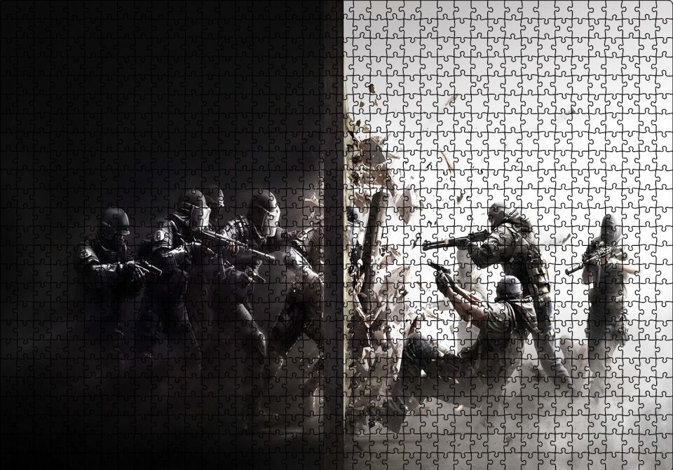Rainbow Six Siege Tom Clancy Çatışma Puzzle Yapboz MDF Ahşap 1000 Parça 49 cm X 68 cm