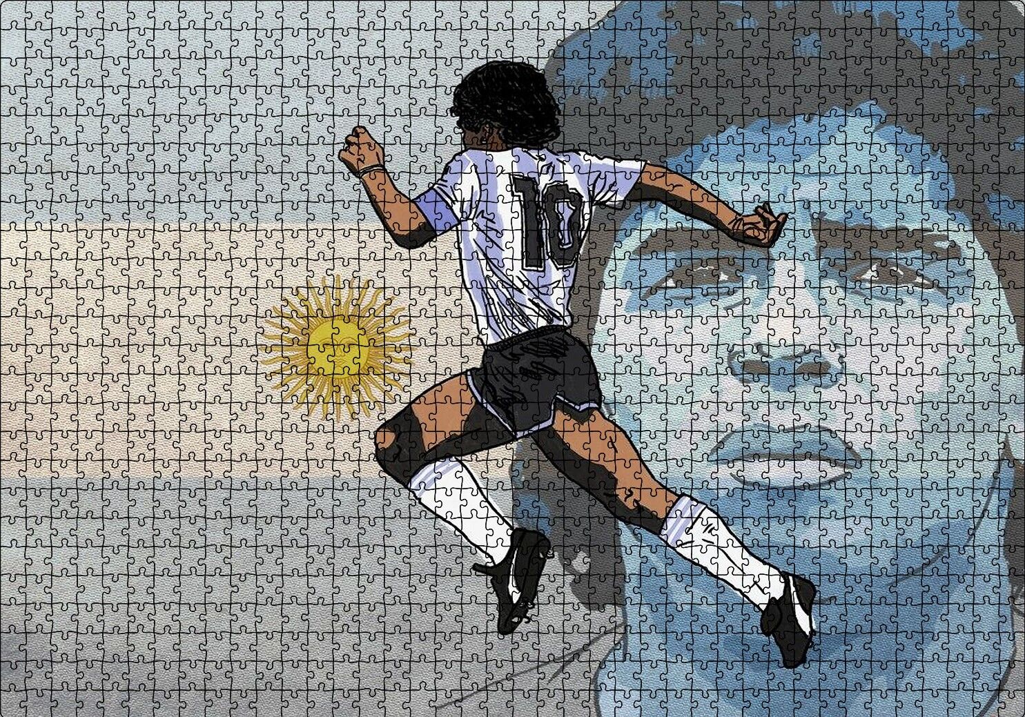Maradona Arjantin Milli Takımı Puzzle Yapboz MDF Ahşap 1000 Parça 49 cm X 68 cm