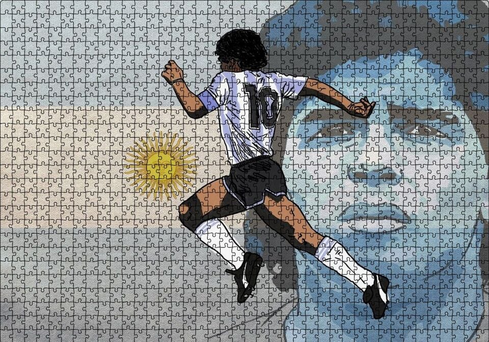 Maradona Arjantin Milli Takımı Puzzle Yapboz MDF Ahşap 1000 Parça 49 cm X 68 cm