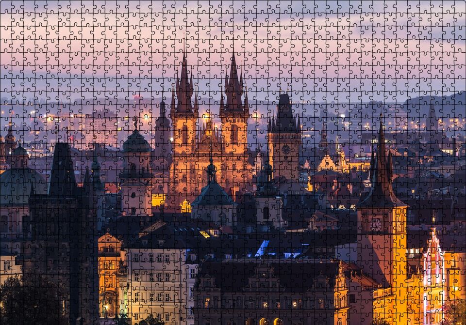 Katedral ve Akşam Işıkları Puzzle Yapboz MDF Ahşap 1000 Parça 49 cm X 68 cm