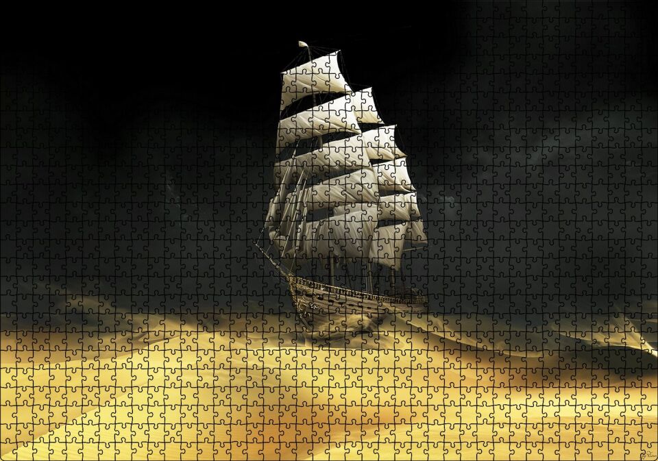 Çöl Kum Filmler Sanat Eseri Yelkenli Gemi Puzzle Yapboz MDF Ahşap 1000 Parça 49 cm X 68 cm