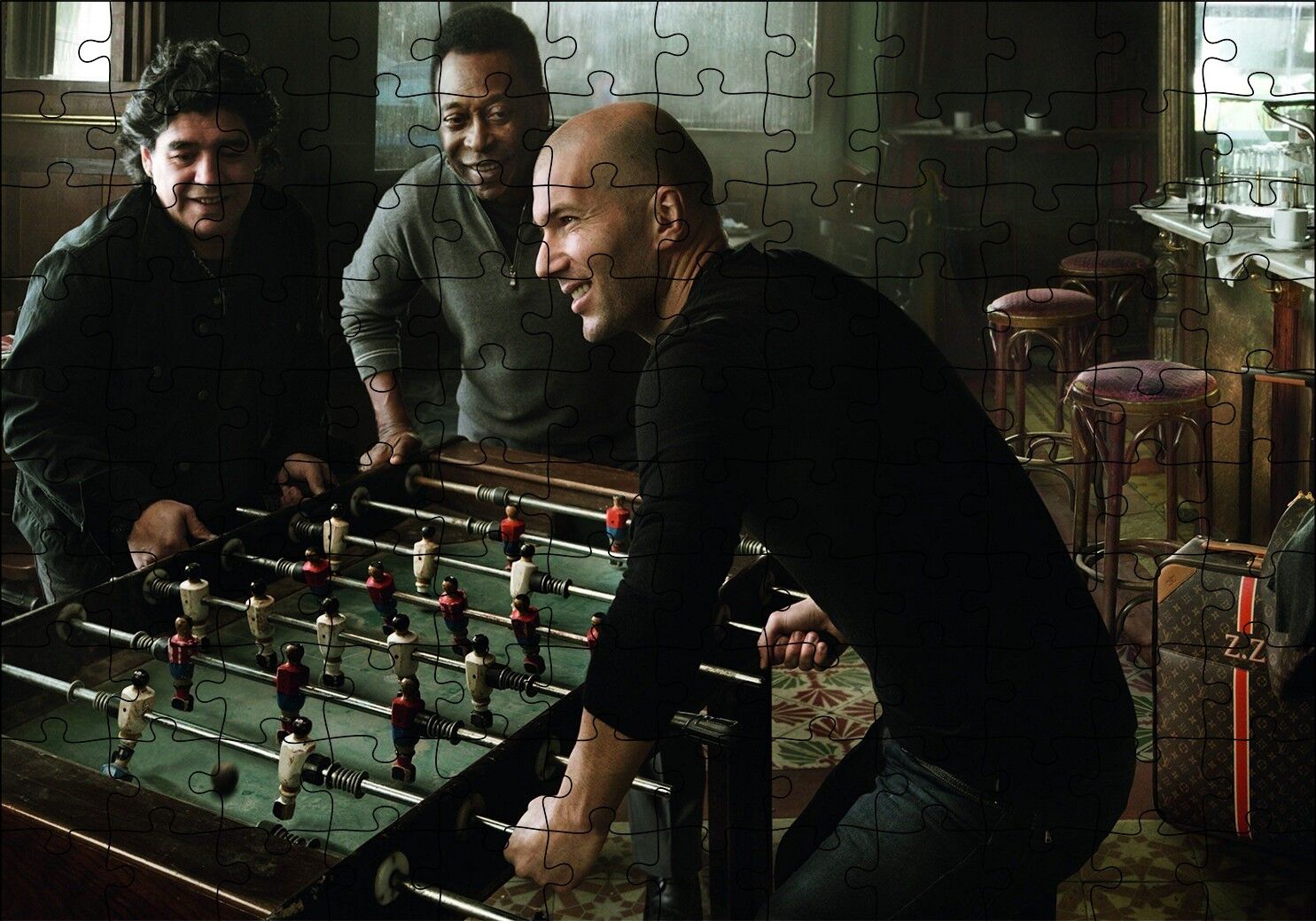 Pele Maradona Zidane Langırt Oyunu Puzzle Yapboz MDF Ahşap 120 Parça 24 cm X 34 cm