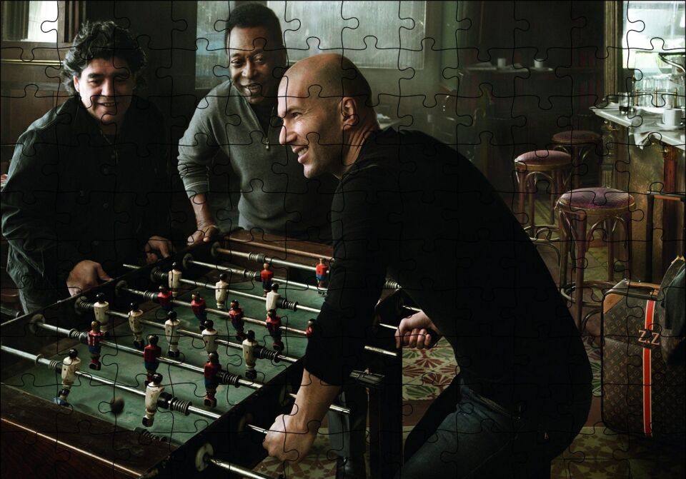 Pele Maradona Zidane Langırt Oyunu Puzzle Yapboz MDF Ahşap 120 Parça 24 cm X 34 cm