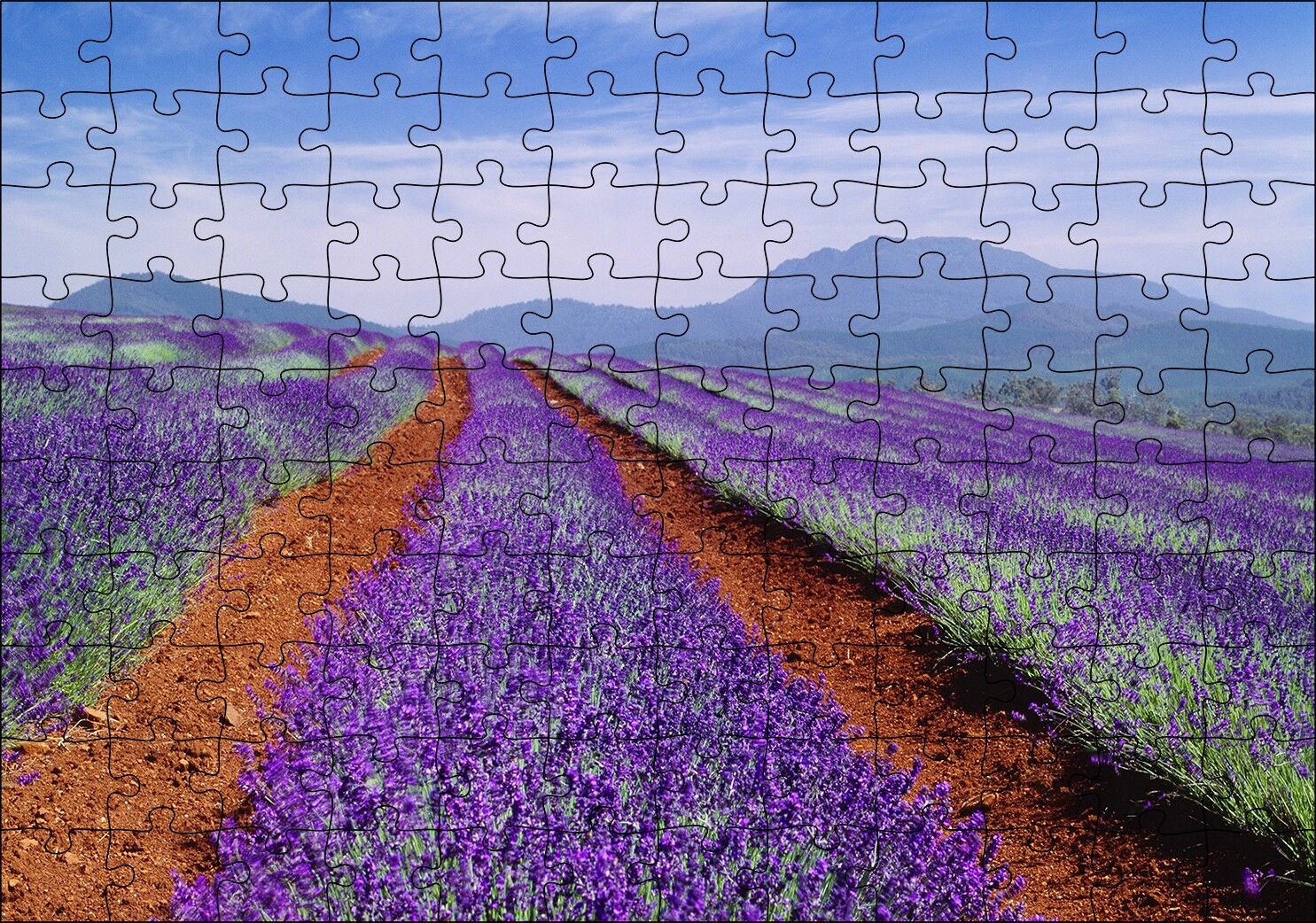 Avustralya Tazmanya Lavanta Tarlaları Puzzle Yapboz MDF Ahşap 120 Parça 24 cm X 34 cm