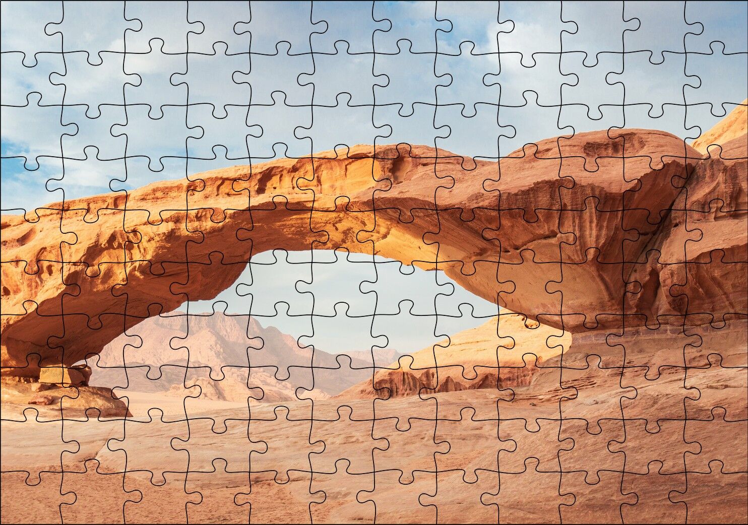 Çölde Kayaların Oluşturduğu Doğal Geçit Puzzle Yapboz MDF Ahşap 120 Parça 24 cm X 34 cm