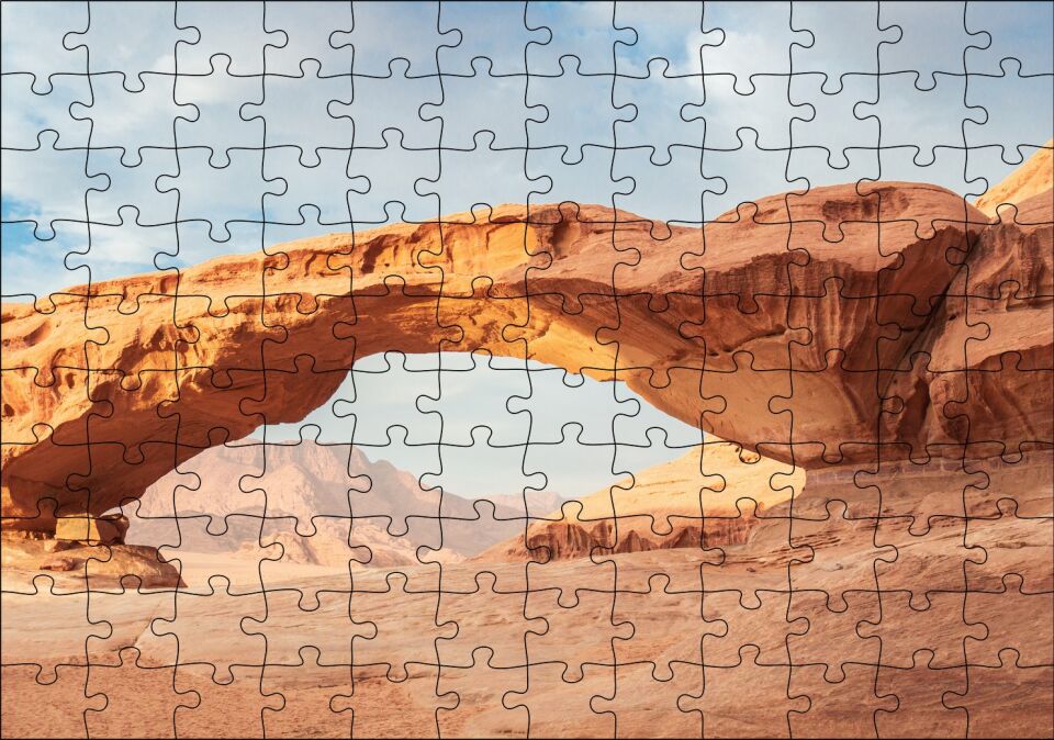 Çölde Kayaların Oluşturduğu Doğal Geçit Puzzle Yapboz MDF Ahşap 120 Parça 24 cm X 34 cm