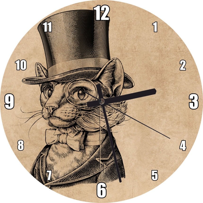 Aristokrat İngiliz Kedisi  Mdf Ahşap Duvar Saati