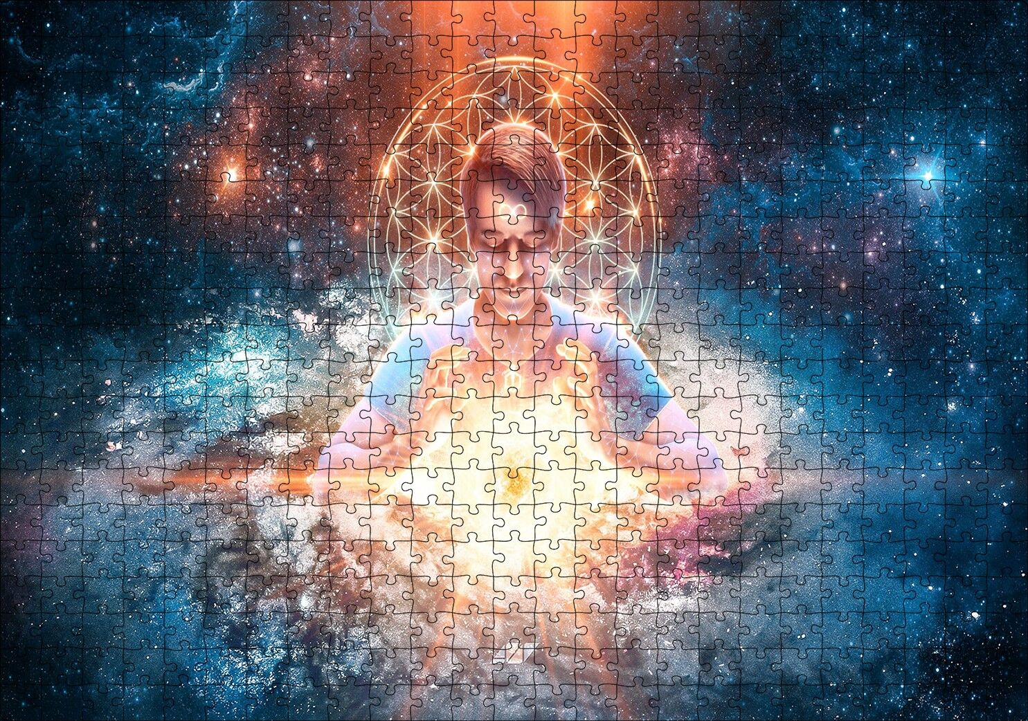 Evren Enerjisi Meditasyon Uzay Yıldızlar Görseli Puzzle Yapboz MDF Ahşap 500 Parça 49 cm X 68 cm