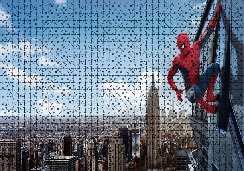 Spider-Man Gökdelen Sörfü Puzzle Yapboz MDF Ahşap 1000 Parça 49 cm X 68 cm
