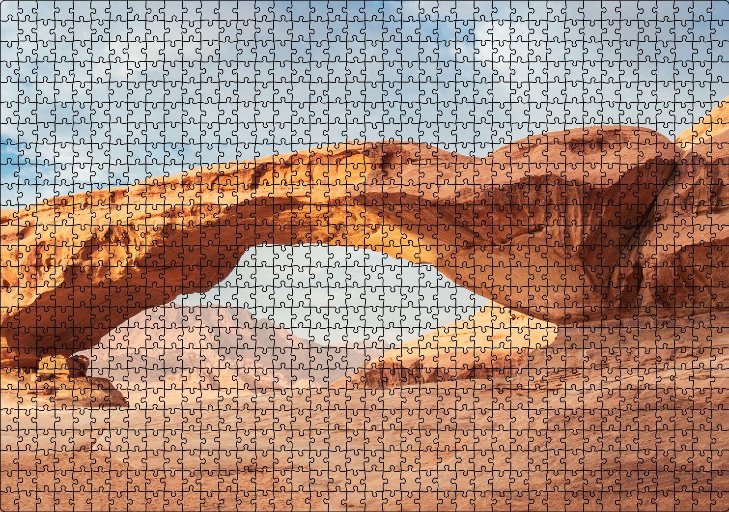Çölde Kayaların Oluşturduğu Doğal Geçit Puzzle Yapboz MDF Ahşap 1000 Parça 49 cm X 68 cm