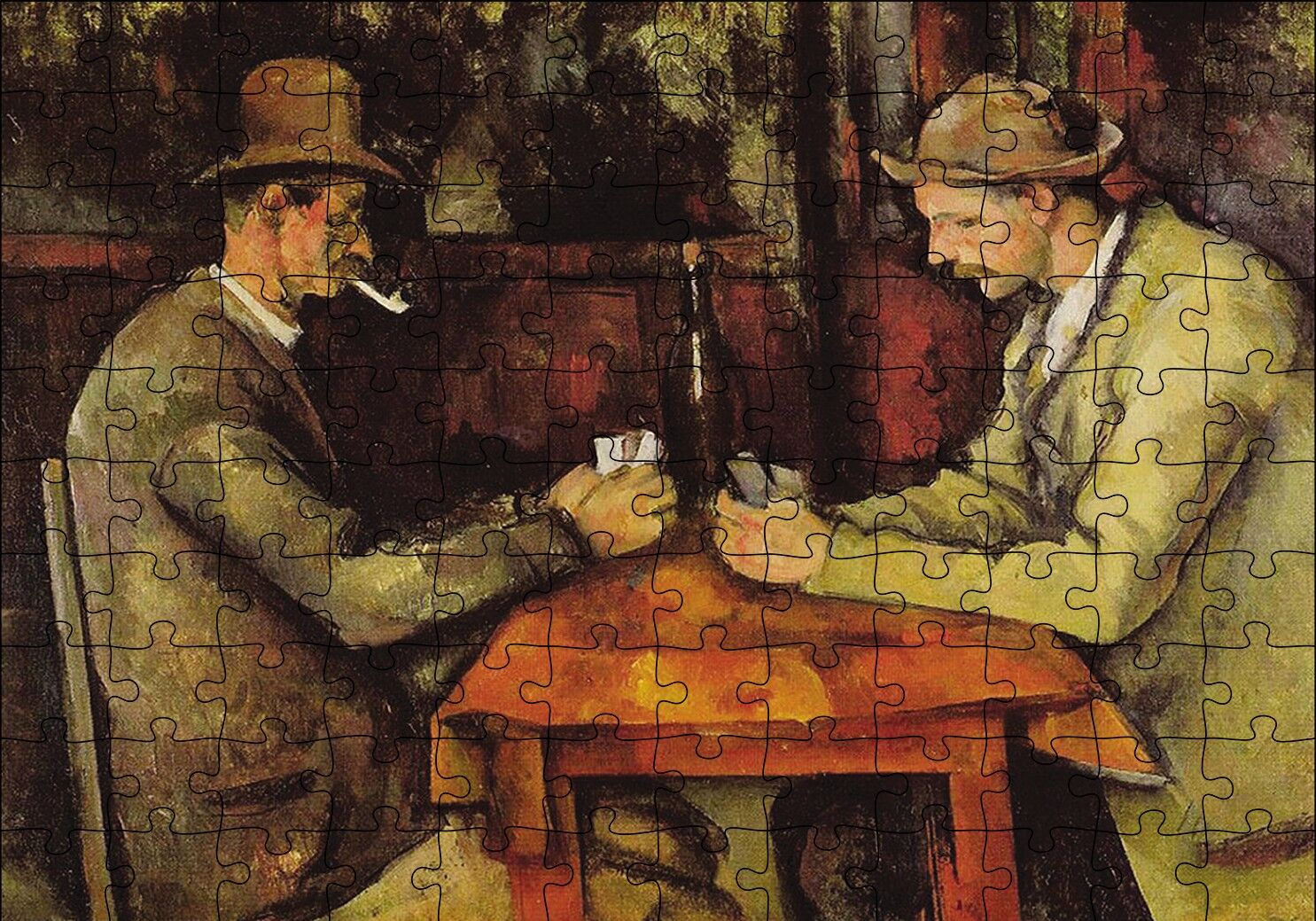 Kagit Oynayanlar Paul Cezanne Puzzle Yapboz MDF Ahşap 120 Parça 24 cm X 34 cm