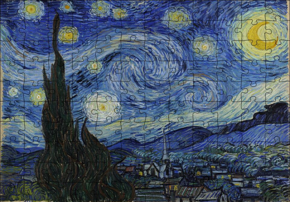 Vincent Van Gogh Deliliğin Kıyılarında Puzzle Yapboz MDF Ahşap 120 Parça 24 cm X 34 cm