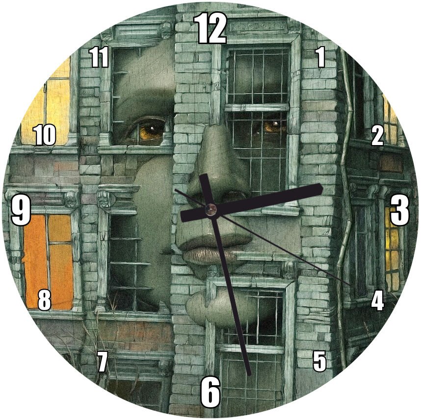 Binadaki Yüz ve Yaşam   Mdf Ahşap Duvar Saati