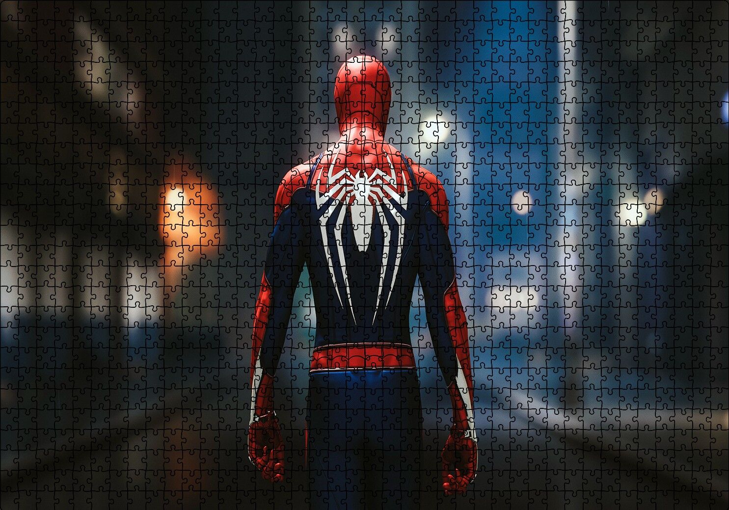 Spider-Man Sırt Örümcek Logosu Puzzle Yapboz MDF Ahşap 1000 Parça 49 cm X 68 cm
