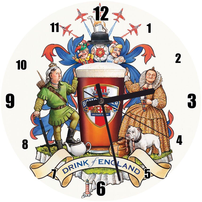 Bombardier  İngiliz İçeçeği  Mdf Ahşap Duvar Saati