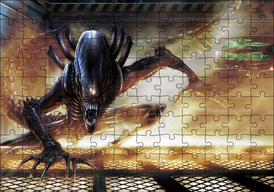 Alien Xenomorph Puzzle Yapboz MDF Ahşap 120 Parça 24 cm X 34 cm
