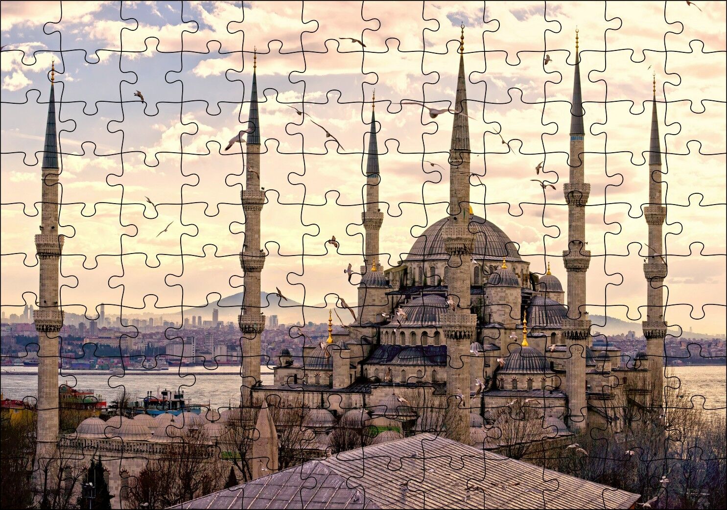 İstanbul Sultan Ahmet Camii Görseli Puzzle Yapboz MDF Ahşap 120 Parça 24 cm X 34 cm