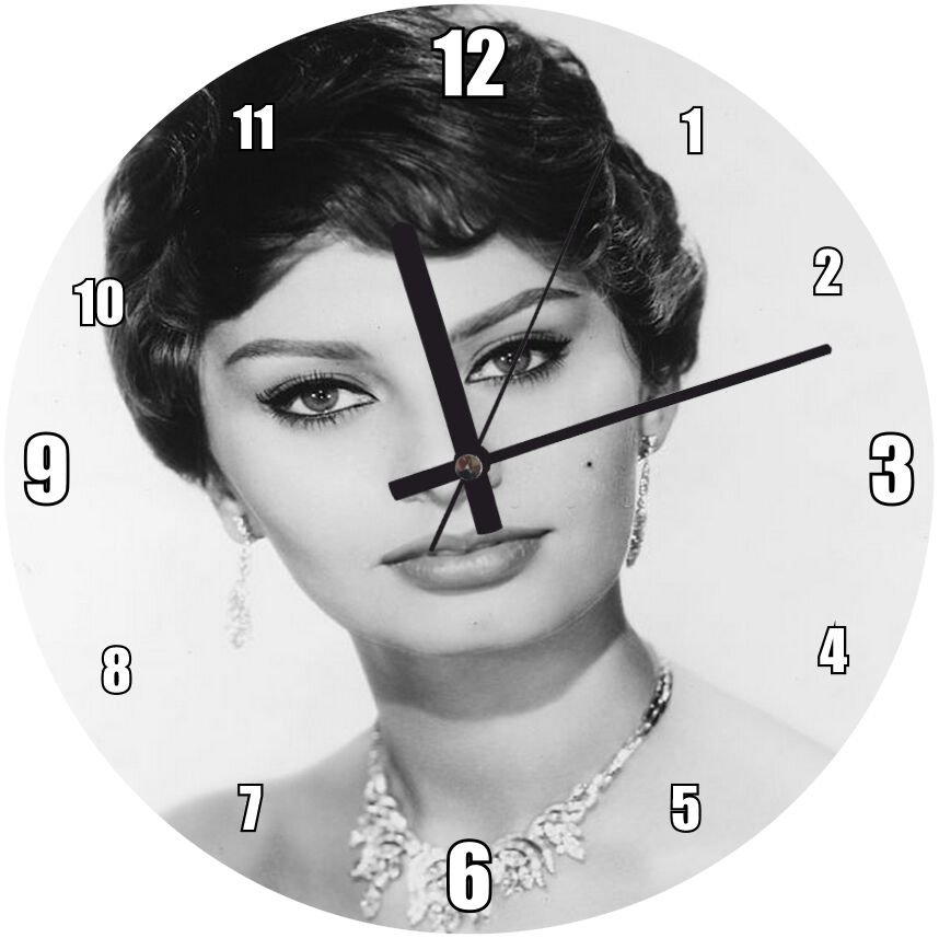 Sophia Loren Tanrıça Mdf Ahşap Duvar Saati 30 cm Çap