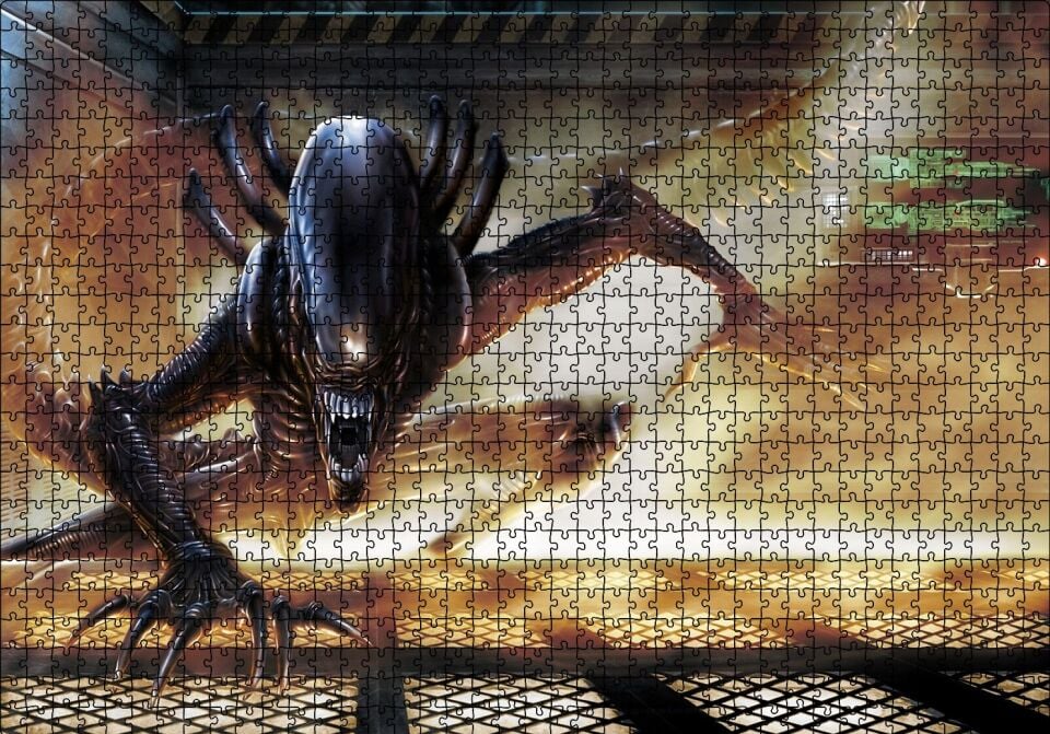 Alien Xenomorph Puzzle Yapboz MDF Ahşap 1000 Parça 49 cm X 68 cm