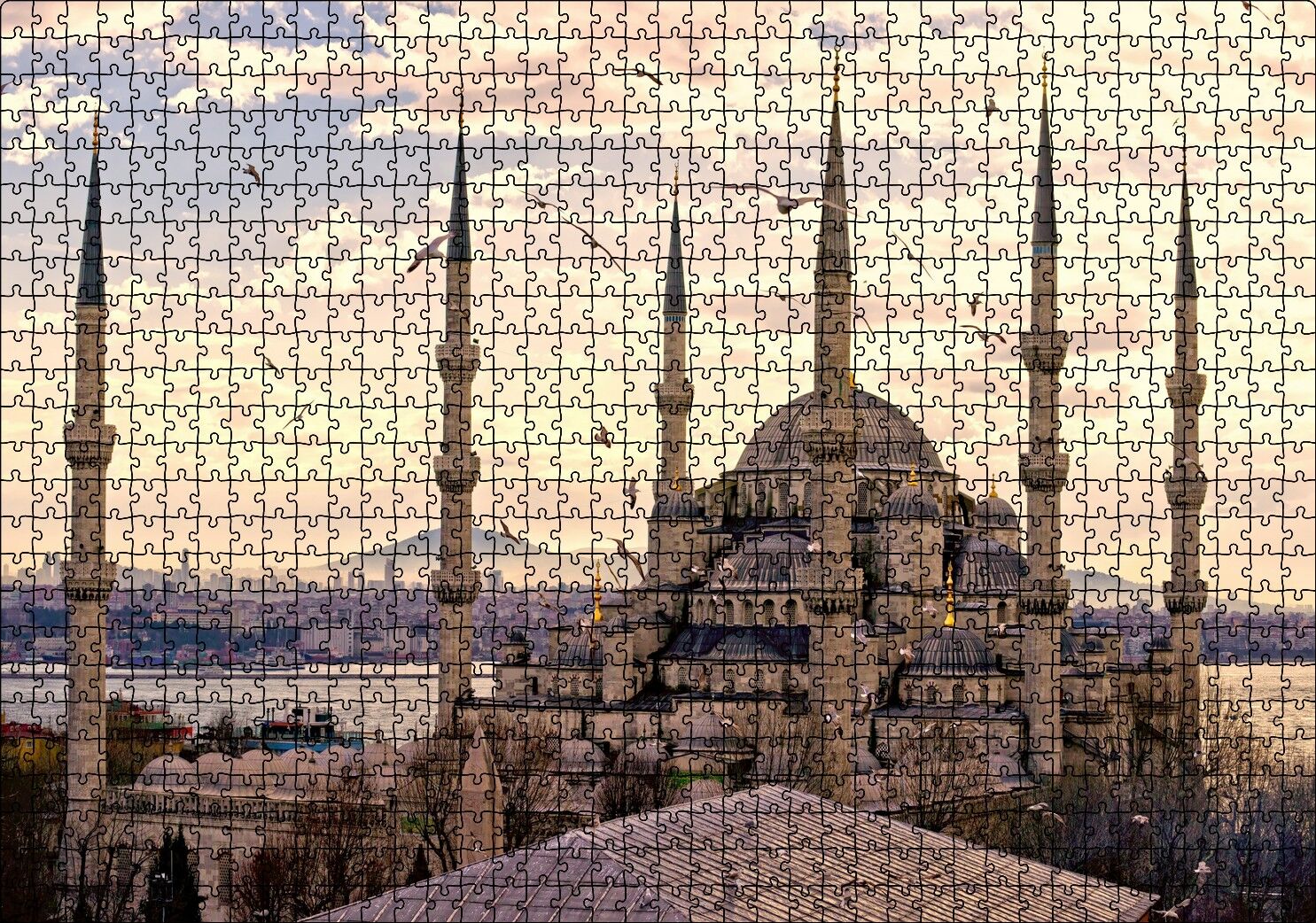 İstanbul Sultan Ahmet Camii Görseli Puzzle Yapboz MDF Ahşap 1000 Parça 49 cm X 68 cm